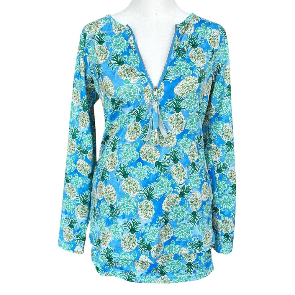 Alvin’s Island 50 UPF Turtle & Pineapple Print Swim Set with Skort Blue/Green S
